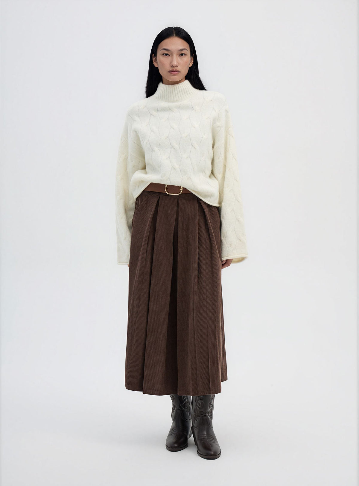 Jersey de punto trenzado con cuello alto