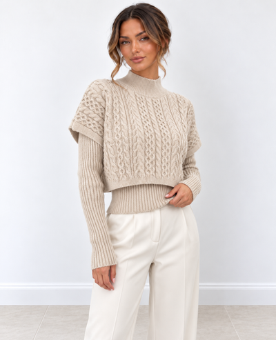 Jersey crema de ochos con efecto superpuesto