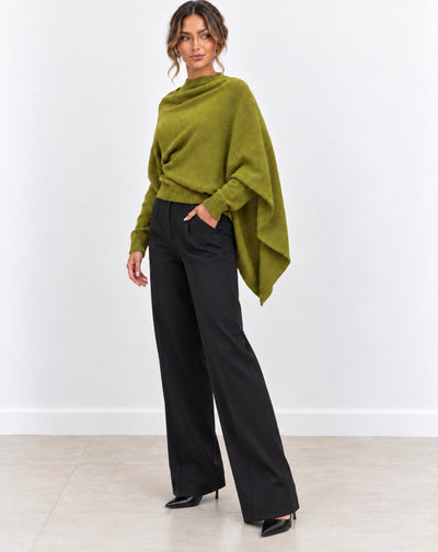 Jersey verde oliva asimétrico con caída lateral